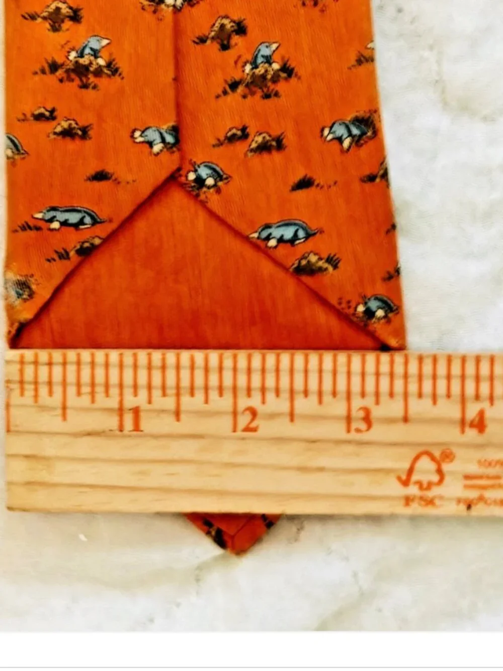 Hermes Whimsical Moles Animals Men's Tie Orange Silk 7794 FA 3.5